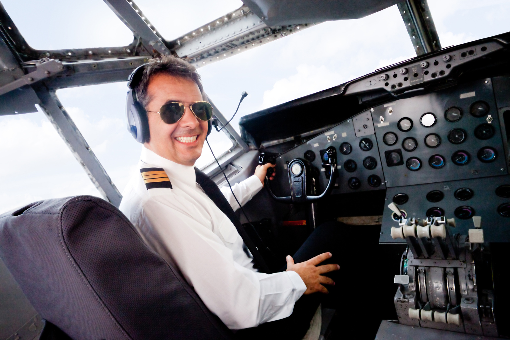 Pilot in an Airplane Cabin